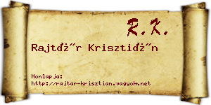 Rajtár Krisztián névjegykártya